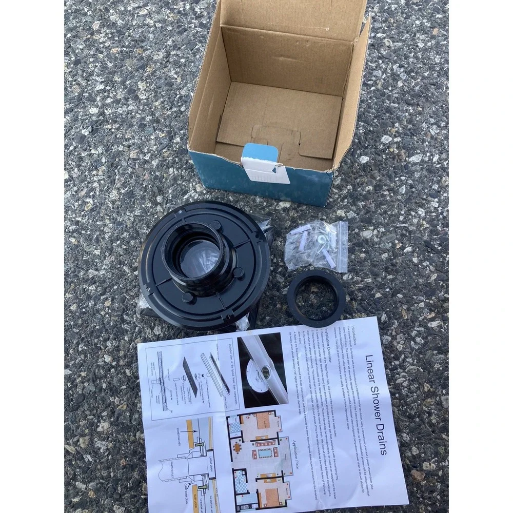 Square Shower Floor Drain Matte Black 6